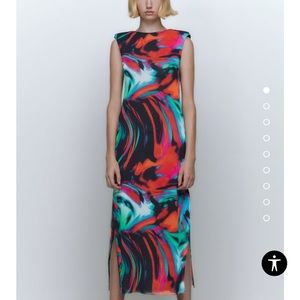 NWT Zara PRINTED TULLE DRESS multicolored